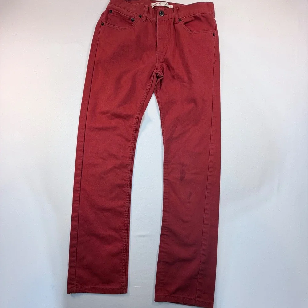 Levi's 511 Boys Youth Jeans 18 Reg 29x29 Burgundy Red Slim Fit Stretch Denim